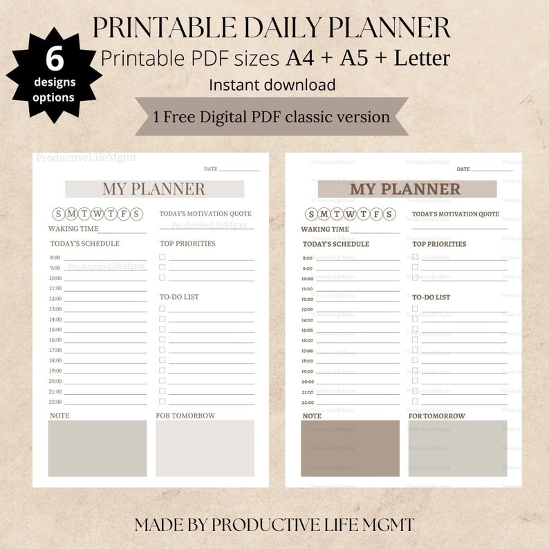Minimalist Daily Planner Printable, Daily to Do List for Work/home ...