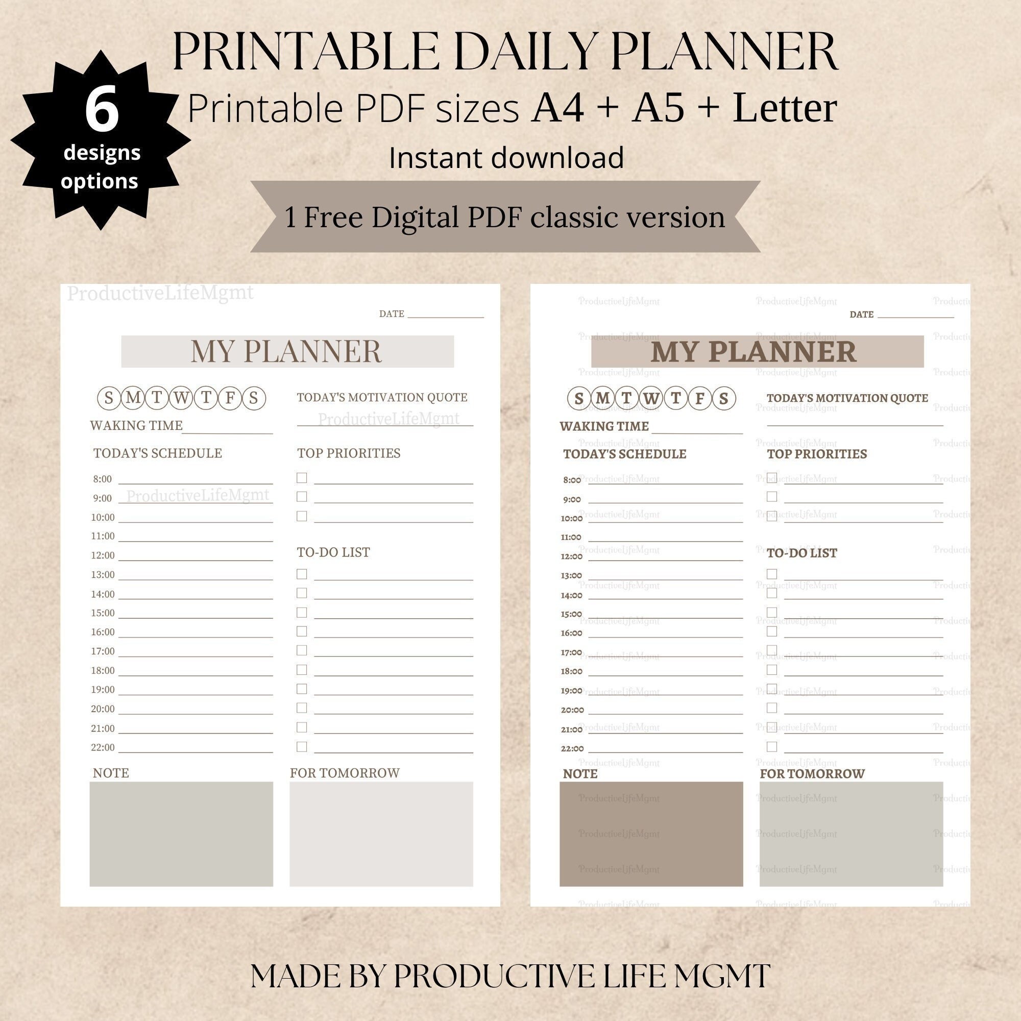 Minimalist Daily Planner Printable, Daily to Do List for Work/home ...