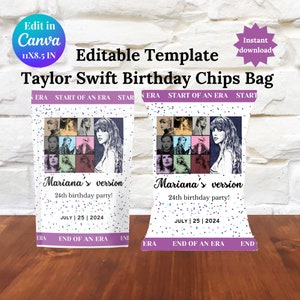 Eras Birthday Invitation, Taylor Party Invite, Eras Party Decorations, Birthday Supplies, Eras Tour Chip Bag, Printable Snack Bag