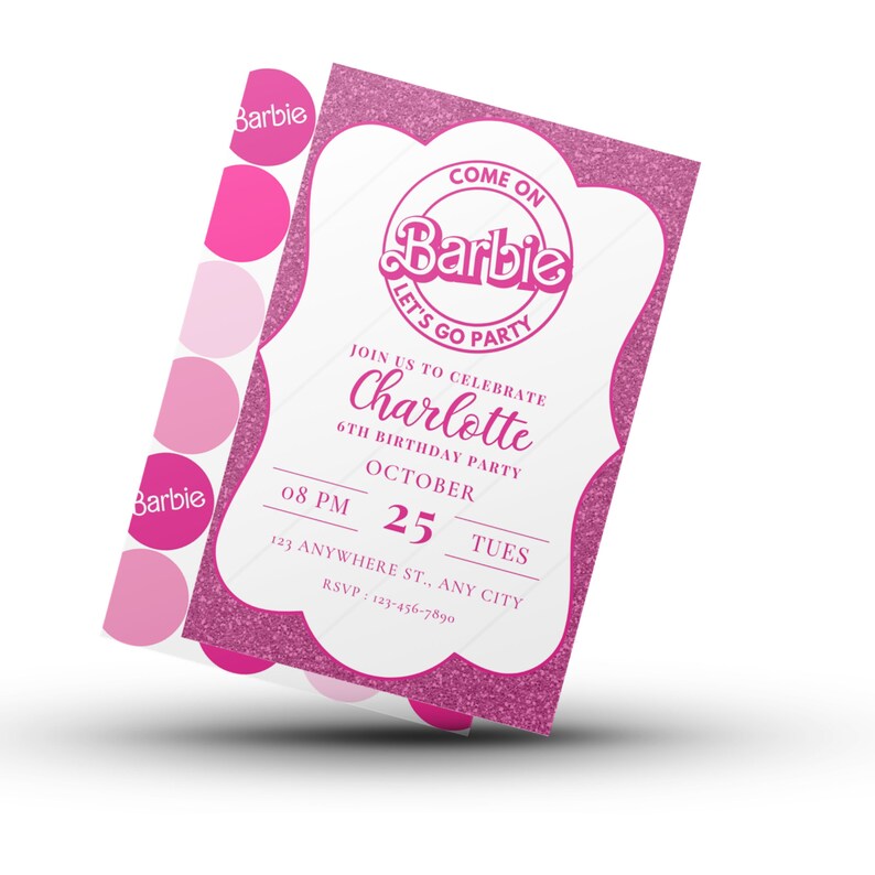 Editable Pink Doll Birthday Invitation, Instant Download, Birthday ...