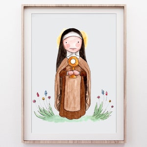Impression Sainte Claire d'assise, impression CATHOLIQUE, cadeau catholique, décoration catholique, cadeau de confirmation, décoration de chambre d'enfant