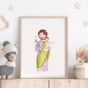 DIGITAL DOWNLOAD, St Joseph Print, CATHOLIC Print, Catholic Gift, Catholic Decor, Confirmation Gift, Nursery Decor