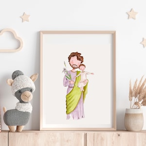 St Joseph Print, CATHOLIC Print, Catholic Gift, Catholic Decor, Confirmation Gift, Nursery Decor