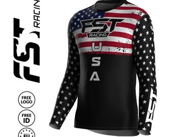 USA Flagge Motocross Jersey - FST Racing, langärmeliges MX-Shirt
