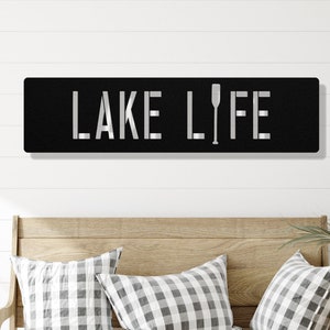 Metal Lake Life Wall Decor, Lake House Sign, Lake Housewarming Gift, Metal Lake Wall Hanging, Large Outside Lake Sign, Deck Decor