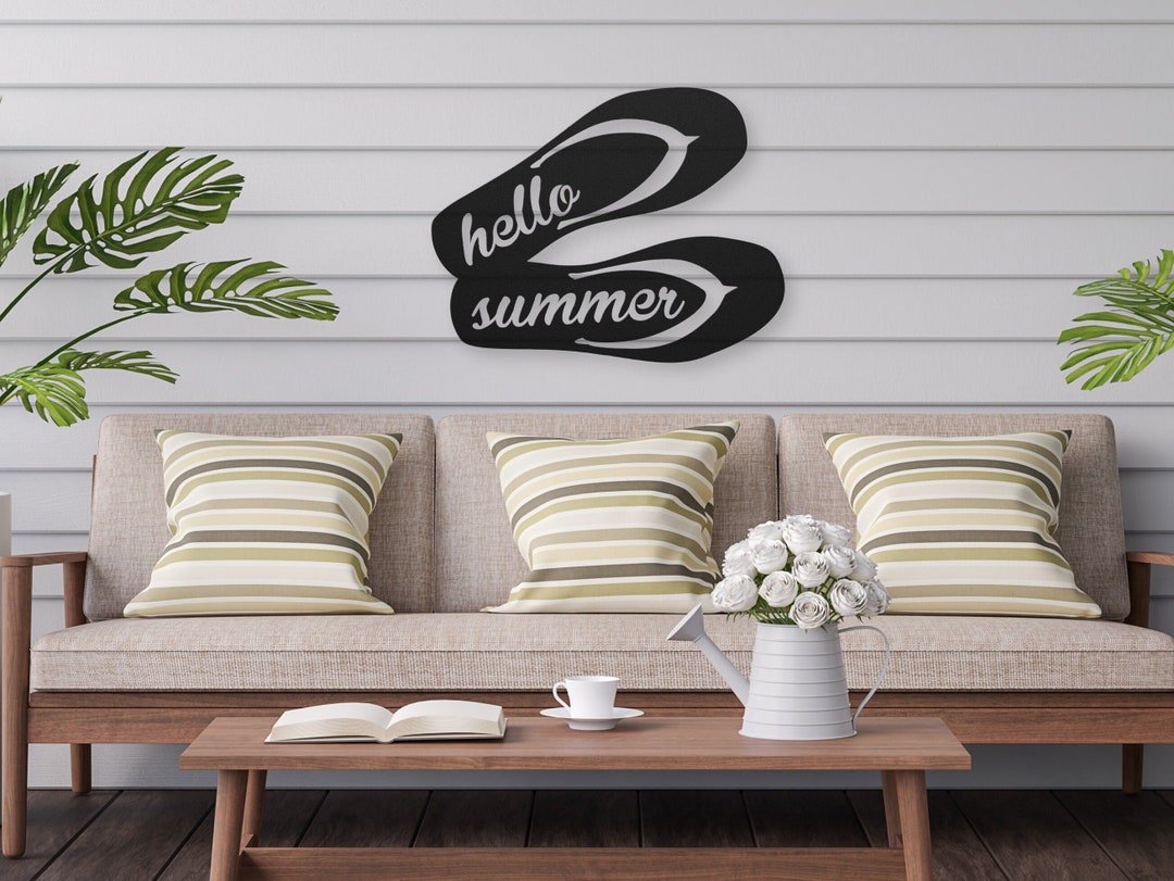 Hello Summer Flip Flop Metal Wall Art Beachy Wall Decor - Etsy