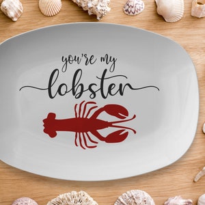 Crustaceancore Lobster Serving Platter 10" x 14" | Blue Coastal Grandma Lobster Plate | You're My Lobster | Beach House Decor