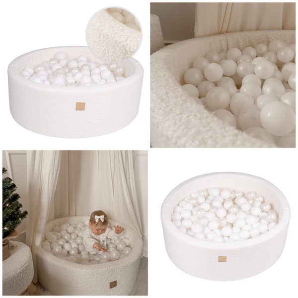 BOUCLE ball pit + 250 balls | Ball Pit Balls | Ball Pit Baby | Ball Pit for Toddlers | Baby Ball Pit | WHITE BOUCLE Ball Pit | Ball Pit |