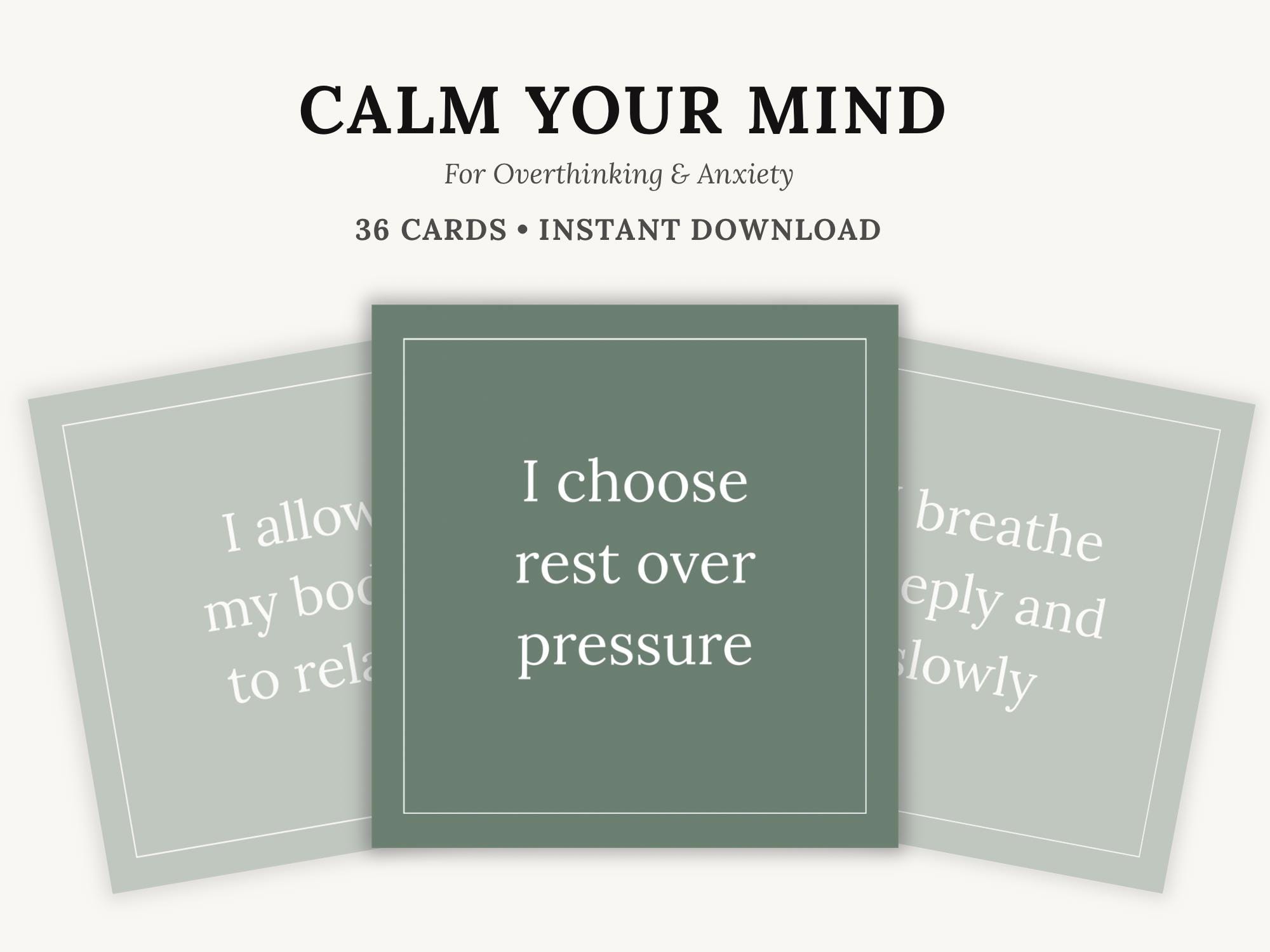 Overthinking Card Overthinking & Anxiety Affirmation Cards, Nervous System Calm, ADHD ...