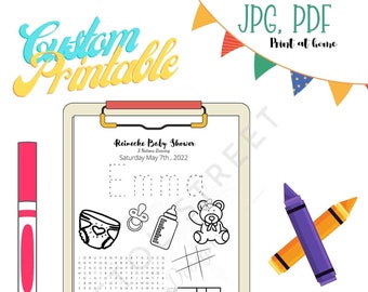 Custom Coloring Page , Activity Page, for birthday party, wedding,  baby shower / events , Printable , personalized