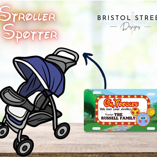 Spotter de poussette Disney Mickey Clubhouse, étiquette, étiquette de poussette personnalisée, étiquette de fauteuil roulant, étiquette de scooter