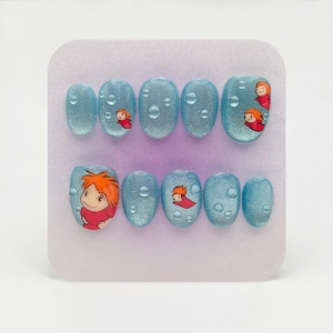 Studio Ghibli Ponyo Cateye Handpainted Anime Press-on Nails