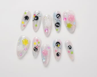 Studio Ghibli Spirited Away Soot Sprites Susuwatari Meal Time Press-on Nails
