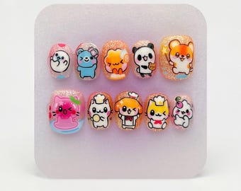 Hand-Painted Animal Press-On Nails