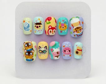 Cute Animal Game Hand-painted Press-on Nails