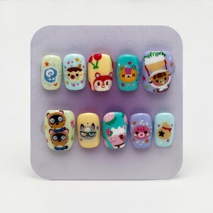 Cute Animal Game Hand-painted Press-on Nails