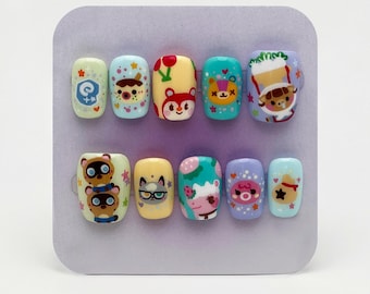 Cute Animal Game Hand-painted Press-on Nails