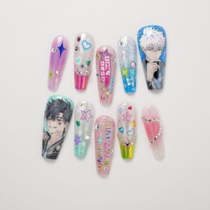 Link Click Cheng Xiaoshi and Lu Guang Hand-painted Press-on Nails