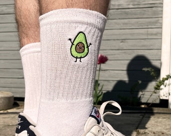 Tennissocken mit freundlicher Avocado bestickt