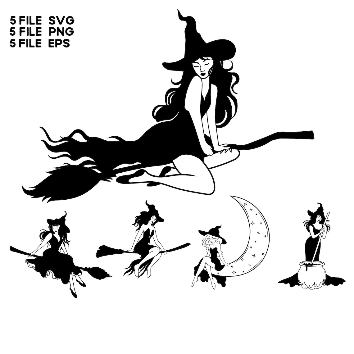 Witch SVG Witch Flying Silhouette Clipart SVG Wicked Witch - Etsy