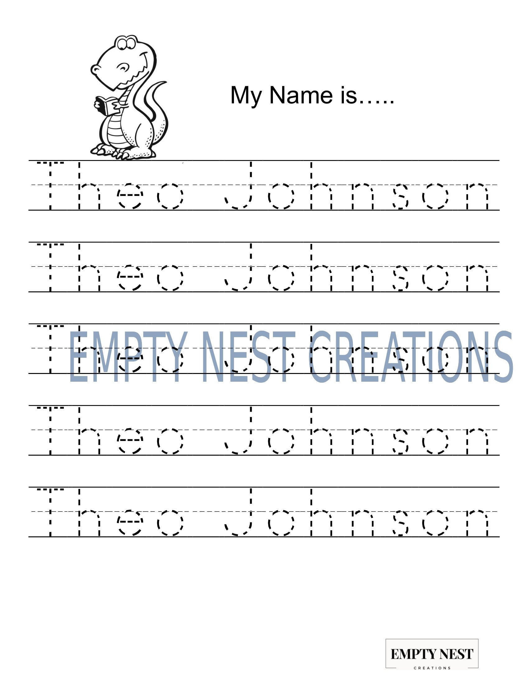 CUSTOM Name Tracing Worksheets Etsy