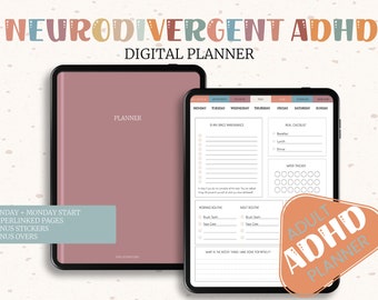 Adhd Digital Planner, Adult Adhd Planner , Adhd planner, Habit Tracker, Mood Tracker, Goodnotes Adhd Planner, ADHD Journal, Planner for Adhd