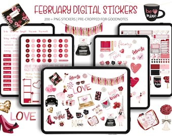 February Goodnotes Stickers, Valentines sticker, Digital Stickers, February stickers, Notability stickers, Digital Download.