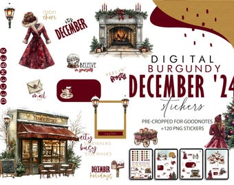 December Goodnotes sticker, Christmas digital sticker, digital journaling, GoodNotes stickers, winter stickers, quote stickers, notability
