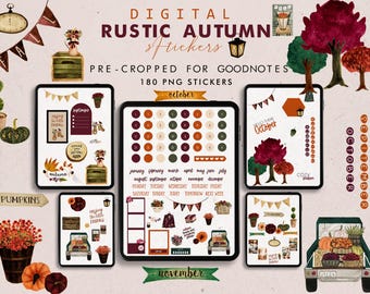 Autumn, Digital Stickers, Goodnotes Stickers, Sticker book, Digital planner, Goodnotes planner, Planner stickers, Digital journaling.