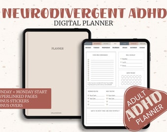 Adhd Digital Planner, Adult Adhd Planner , Adhd planner, Habit Tracker, Mood Tracker, Goodnotes Adhd Planner, ADHD Journal, Planner for Adhd