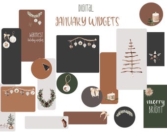 Planner Widgets, December 2023 digital shape widgets, digital stickers, goodnotes stickers, christmas goodnotes modern stickers