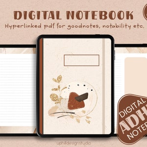 タブ付きの美しいデジタルノートブック、ADHD プランナー、iPad 用のミニマリストな Notability GoodNotes デジタルノートブック、その他、コーネル テンプレート付き