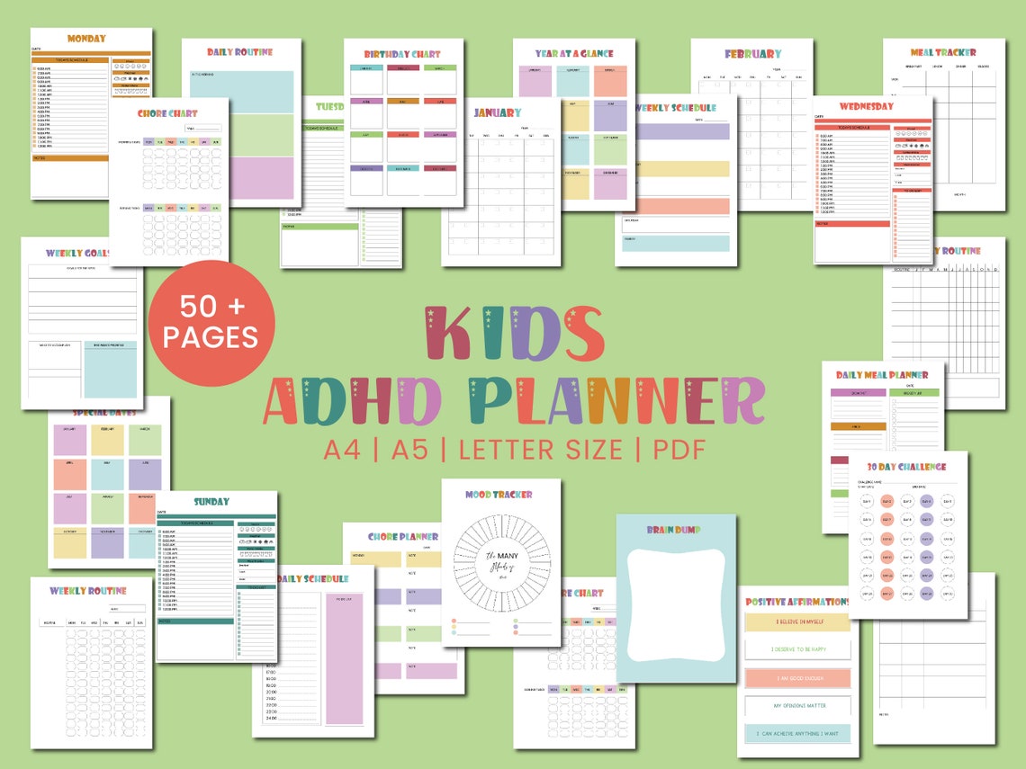 Printable ADHD Planner for Kids ADHD Planner Student Etsy Printable ADHD Planner for Kids ADHD Planner Student Etsy