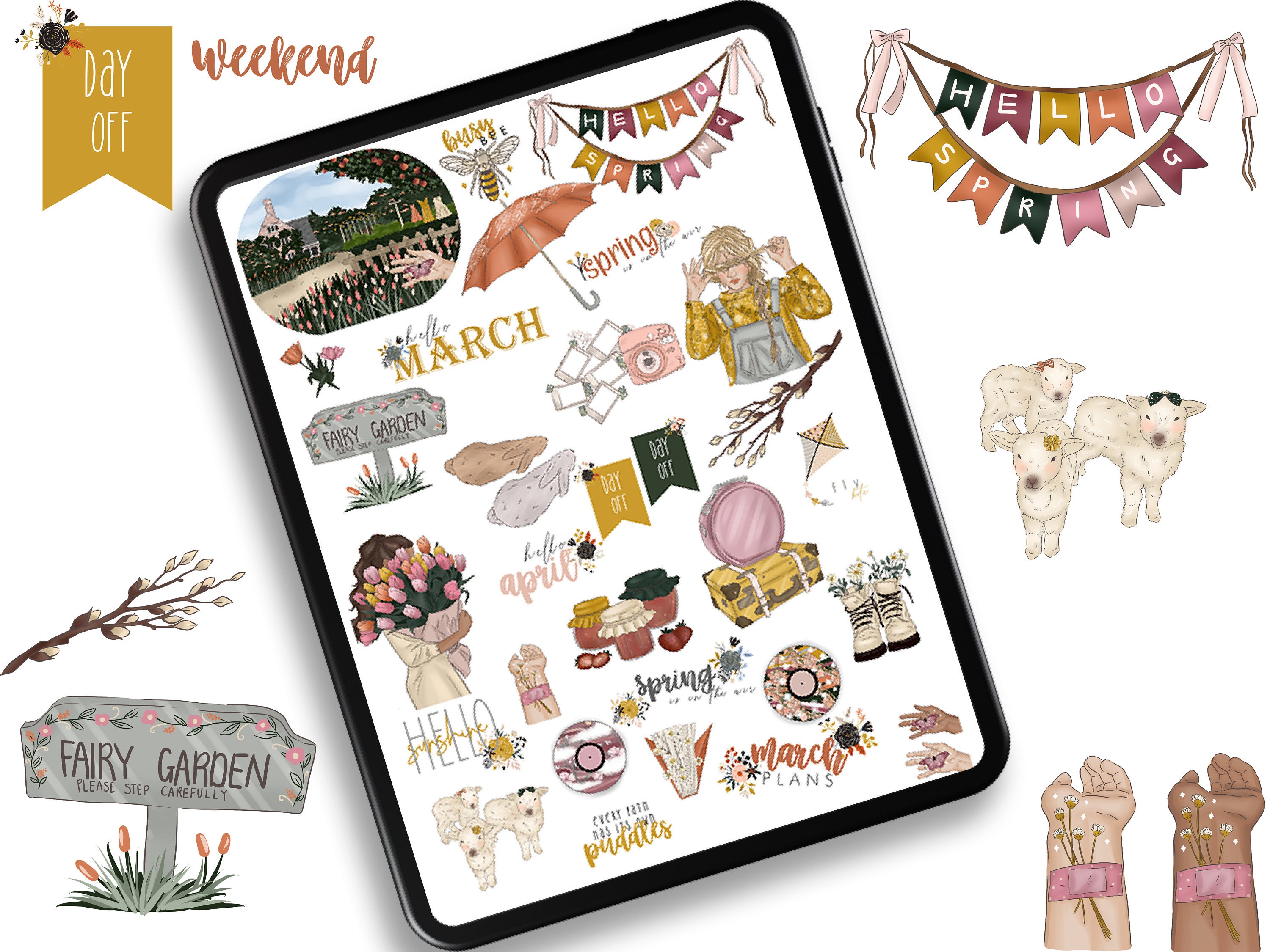 Spring Stickers, April Digital Stickers, Easter Goodnotes Stickers ...