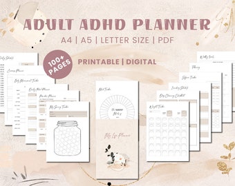 ADHD プランナー 大人、ADHD 生産性プランナー、ADHD ジャーナル、ADHD ライフ プランナー、印刷可能な ADHD プランナー、ADHD オーガナイザー A4、A5、US レター