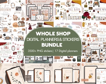 Whole Shop Stickers, Pre-Cropped Goodnotes  Stickers, Notability Sticker, Everyday PNGs, Monthly stickers, Entire Shop Bundle Pass.