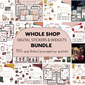 Whole Shop-Aufkleber, vorgeschnittene Goodnotes-Aufkleber, Notability-Aufkleber, PNG für den Alltag, monatliche Aufkleber, Entire Shop Bundle-Pass.