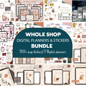 Whole shop bundle, Whole shop stickers, 2025 Digital Planner Bundle, Undated 2025 planner, Ipad planner 2024, Lifetime access.