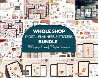Whole shop bundle, Whole shop stickers, 2025 Digital Planner Bundle, Undated 2025 planner, Ipad planner 2024, Lifetime access.