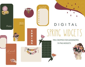 Planner Widgets, Spring 2024 digital shape widgets, Spring Stickers, April Digital Stickers, Easter, Goodnotes Stickers, Planner Stickers.