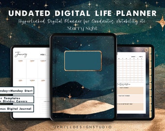 Undated Planner, Digital Planner, Goodnotes Planner, Digital Life Planner, Weekly Planner, Adhd Planner, Starry Night