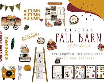 Fall Digital Stickers, Goodnotes Stickers, Cozy stickers, Autumn Digital Sticker Bundle for GoodNotes, Digital Journaling Sticky Notes