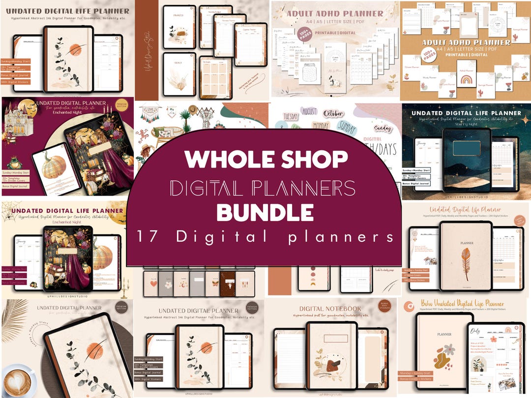 Digital Planner Digital Sticker Whole Shop Bundle Budget Fitness ...