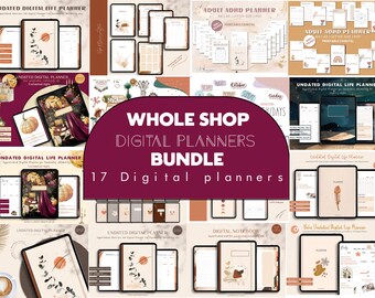Digital Planner Digital Sticker Whole Shop Bundle Budget Fitness Notebook Goal Meal Planning for iPads Phones Tablets GoodNotes 2025 Planner