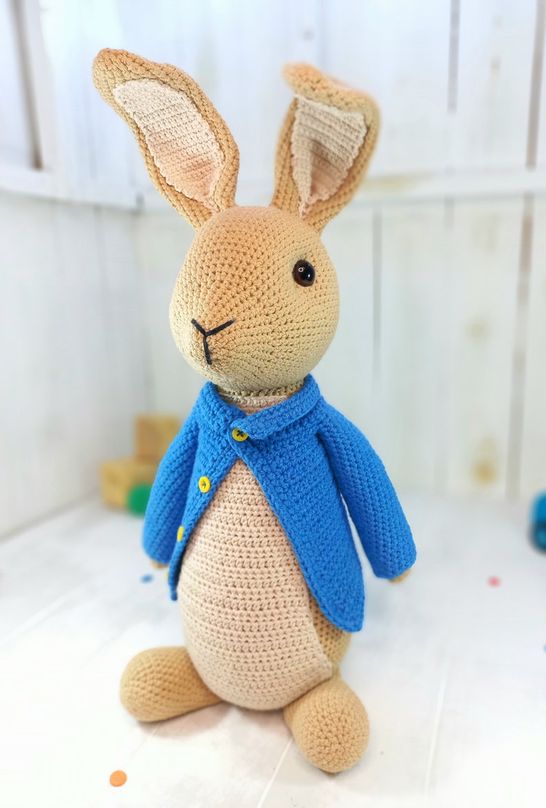 Large Peter Rabbit Crochet Pattern, Amigurumi Rabbit Pattern, Peter