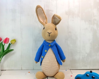 Patrón de crochet de Peter Rabbit: Conejito amigurumi grande (patrón PDF)