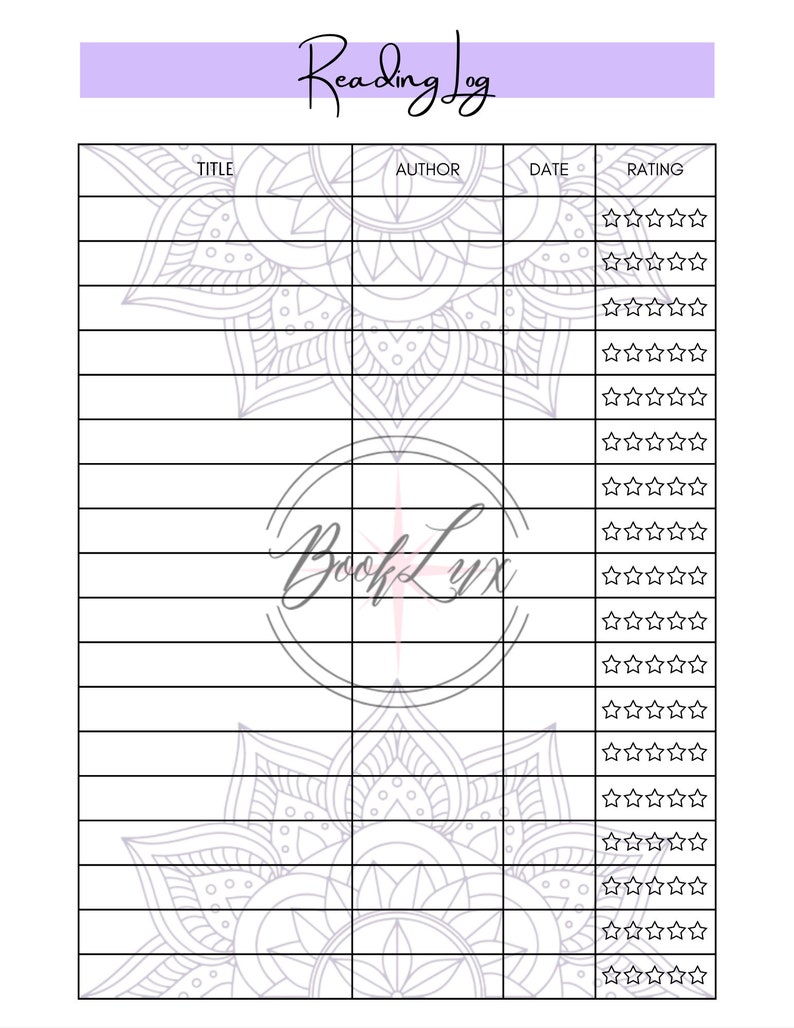 Printable Reading Log DIGITAL DOWNLOAD | Printable Book List | Digital ...