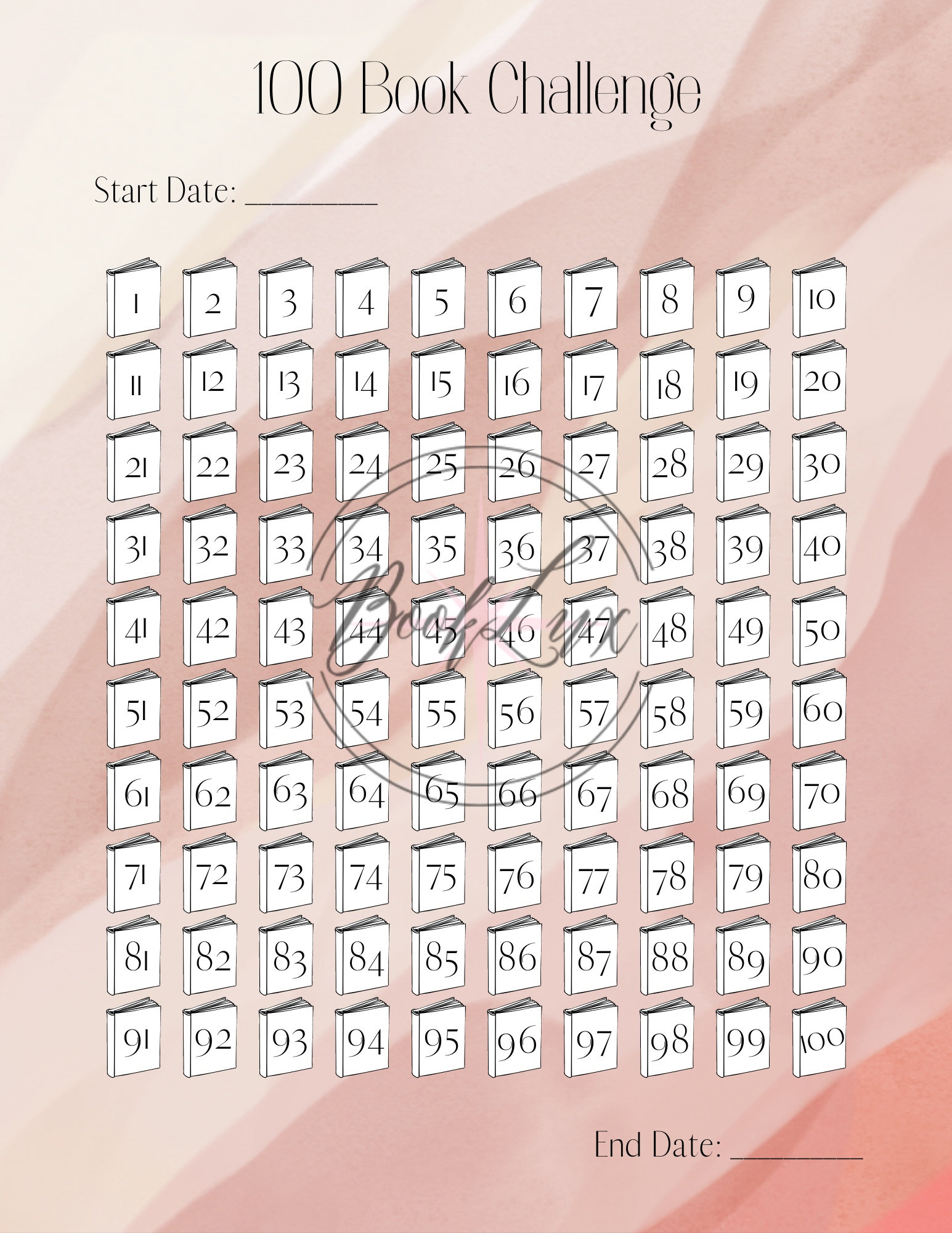 Printable 100 Book Challenge | DIGITAL DOWNLOAD | Printable Reading Log ...