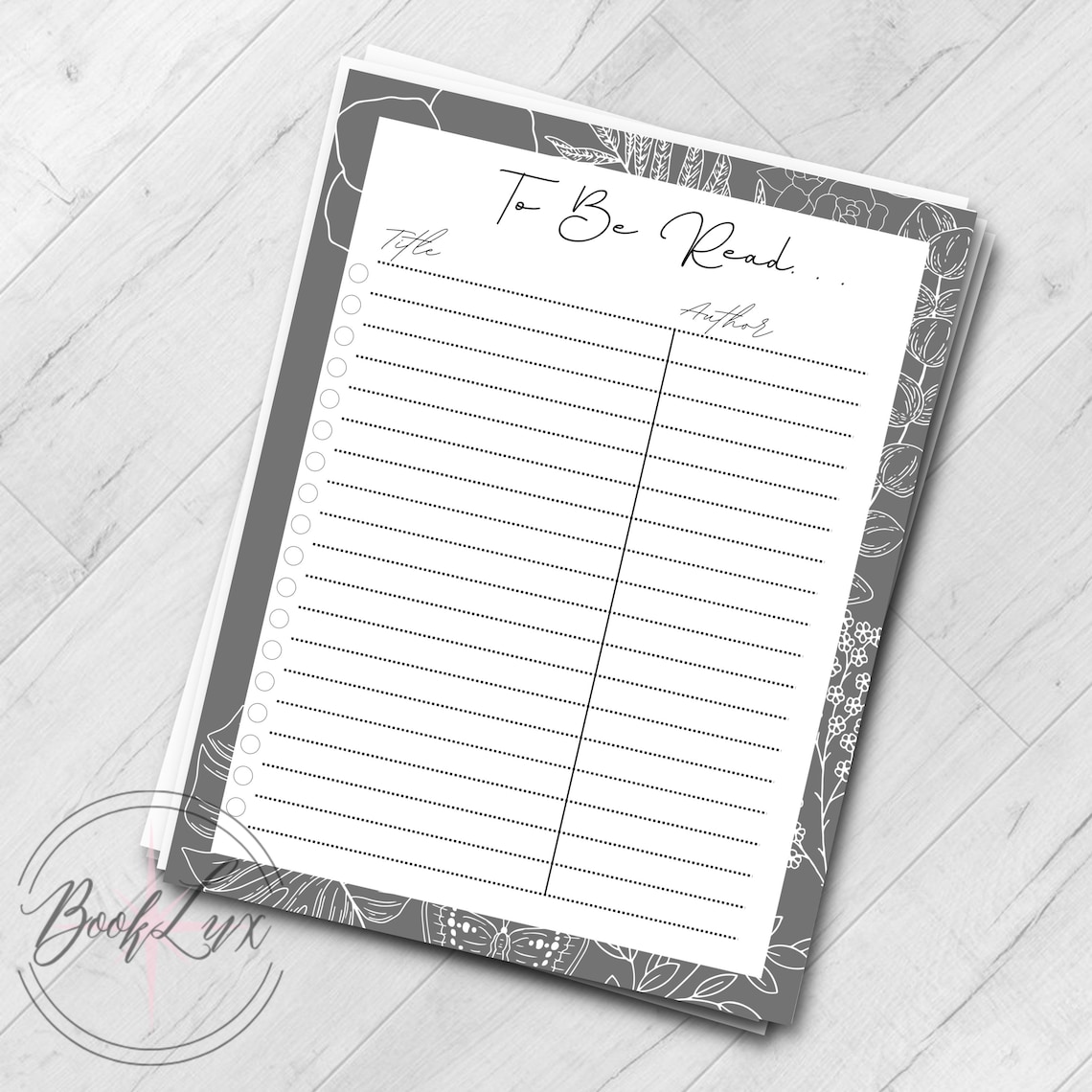 Printable TBR List DIGITAL DOWNLOAD Printable Reading Wishlist