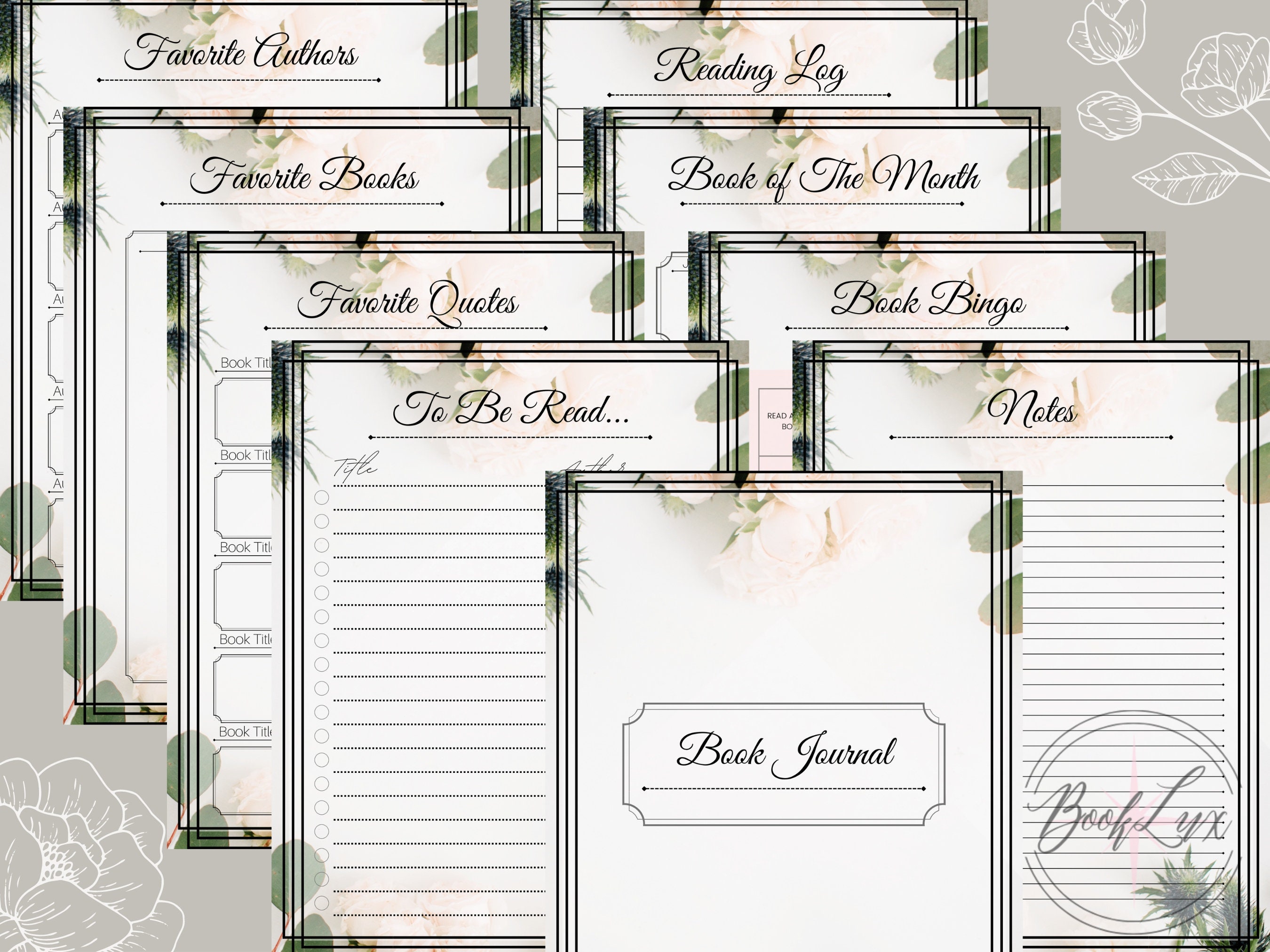 Printable Book Journal DIGITAL DOWNLOAD Printable Reading Journal 9 ...